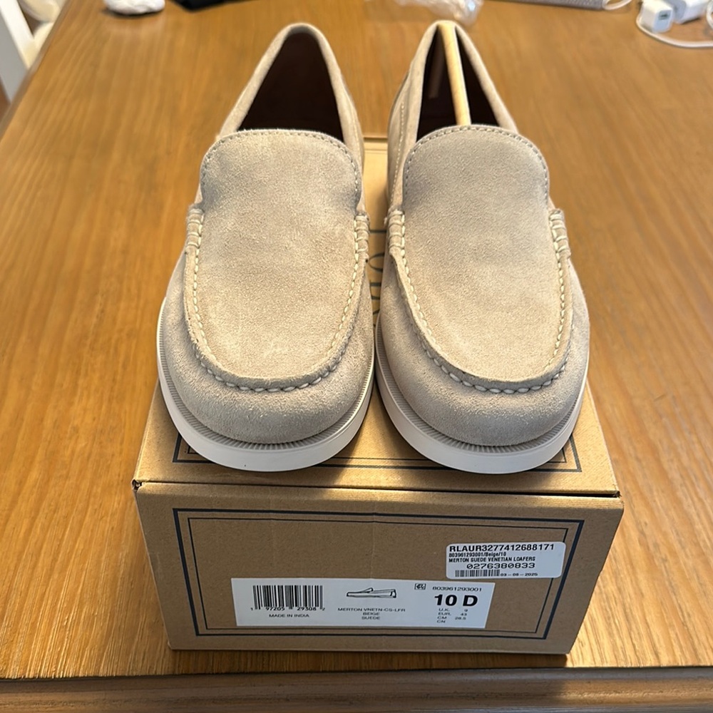 Men's Beige Suede Loafers